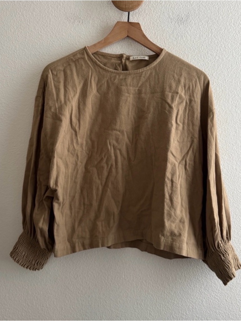 Tan Cotton Long Sleeve Top